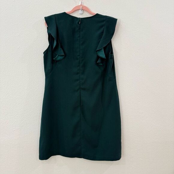 Lark and Ro Jade Green Mesh Ruffle Mini Dress Size Large Sleeveless Boho - Picture 3 of 7